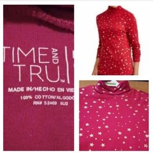 -- Time and Tru Red and Gold Long Sleeve Tee